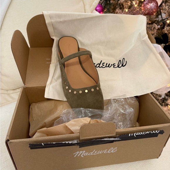 Madewell Shoes - Madewell the Greta Mulr in studded suede aged olive size 7